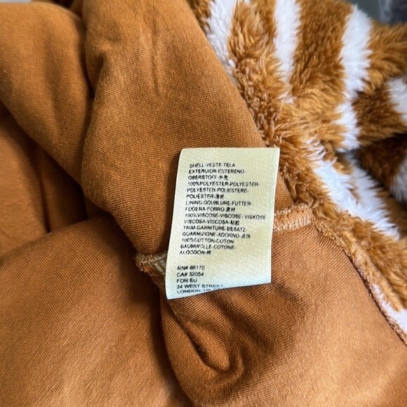 Free People Breton Striped Pullover Sherpa Fall Sweater Tan Camel White Small - Picture 7 of 11